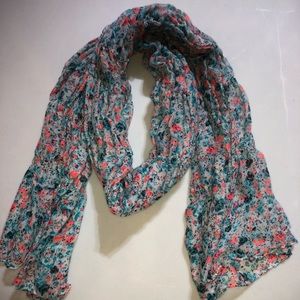 Blue and Pink Floral Scarf